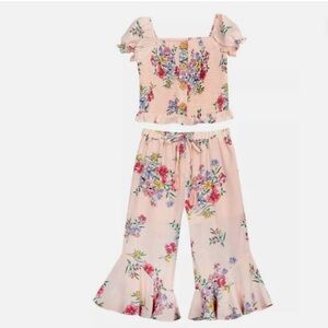 NWT Rare Editions Pink Floral Ruffle Girls Set 6
